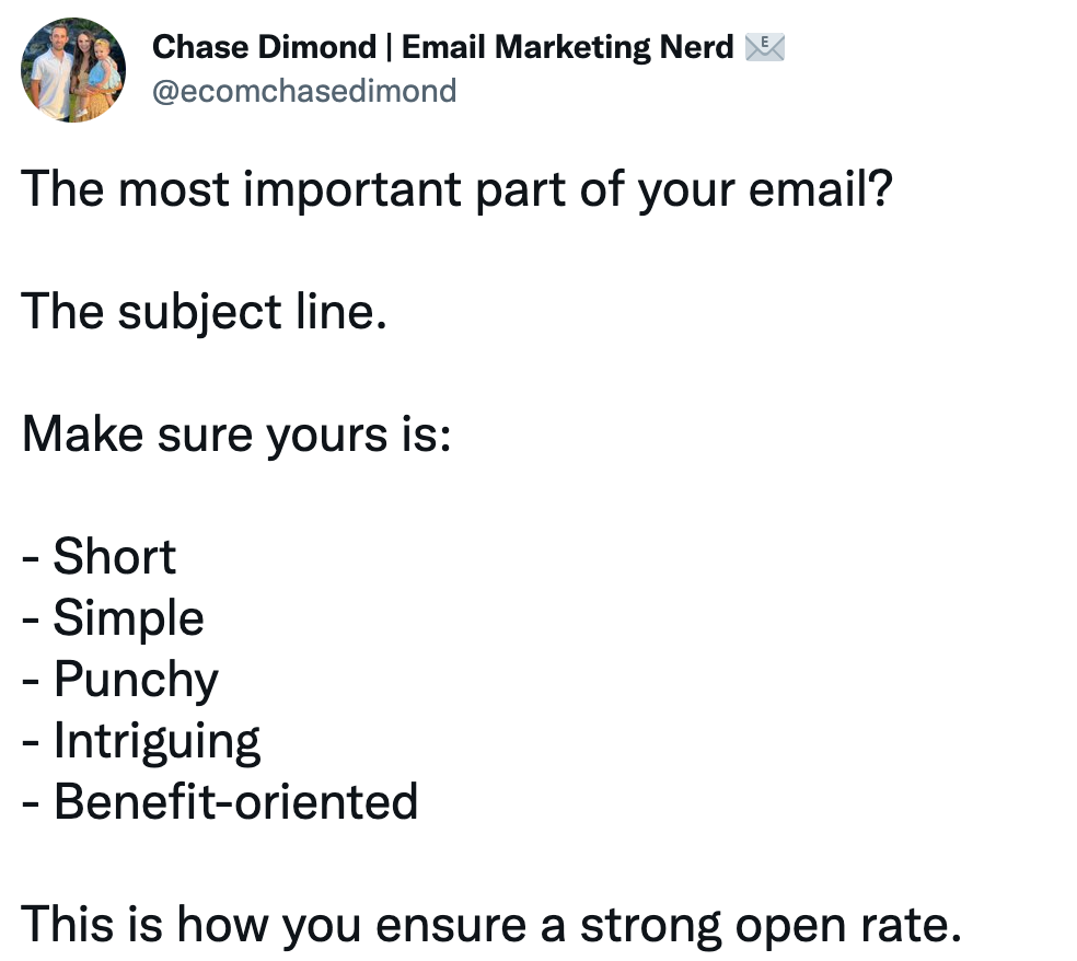 Graphic with tips for email subject lines that improve low open rates